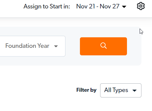 Use the week selector to change the starting week of the assignment