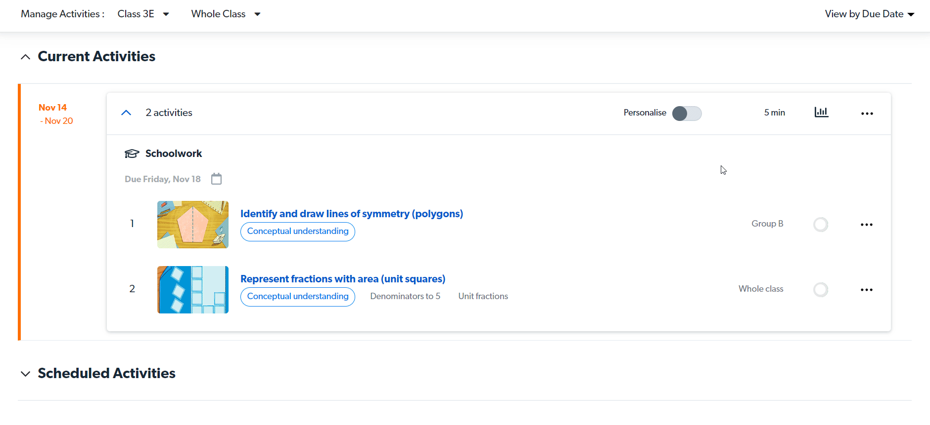 Assign and unassign actvities as required