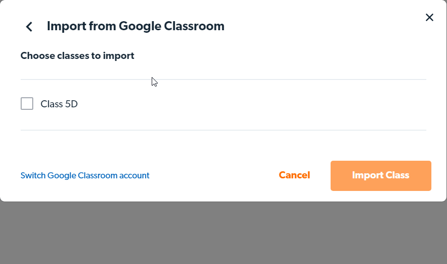 Choose classes, year levels and import classroom