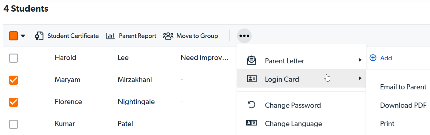 Login card options