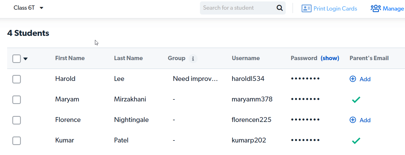 Provide my students their login details Matific Help