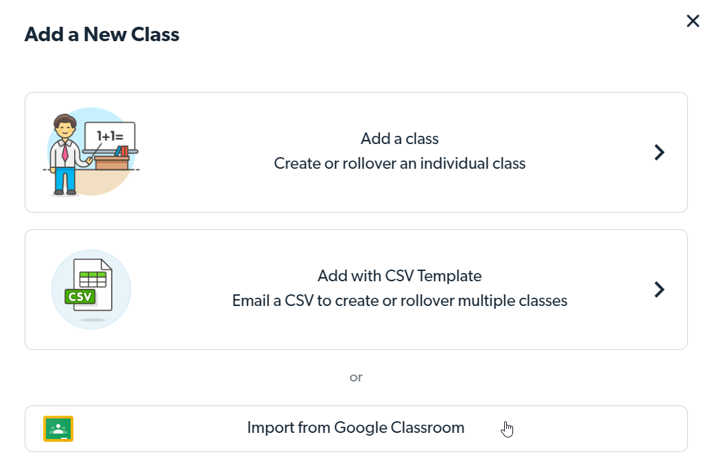 'Google Classroom'dan içe aktar' seçeneğini tıklayın.