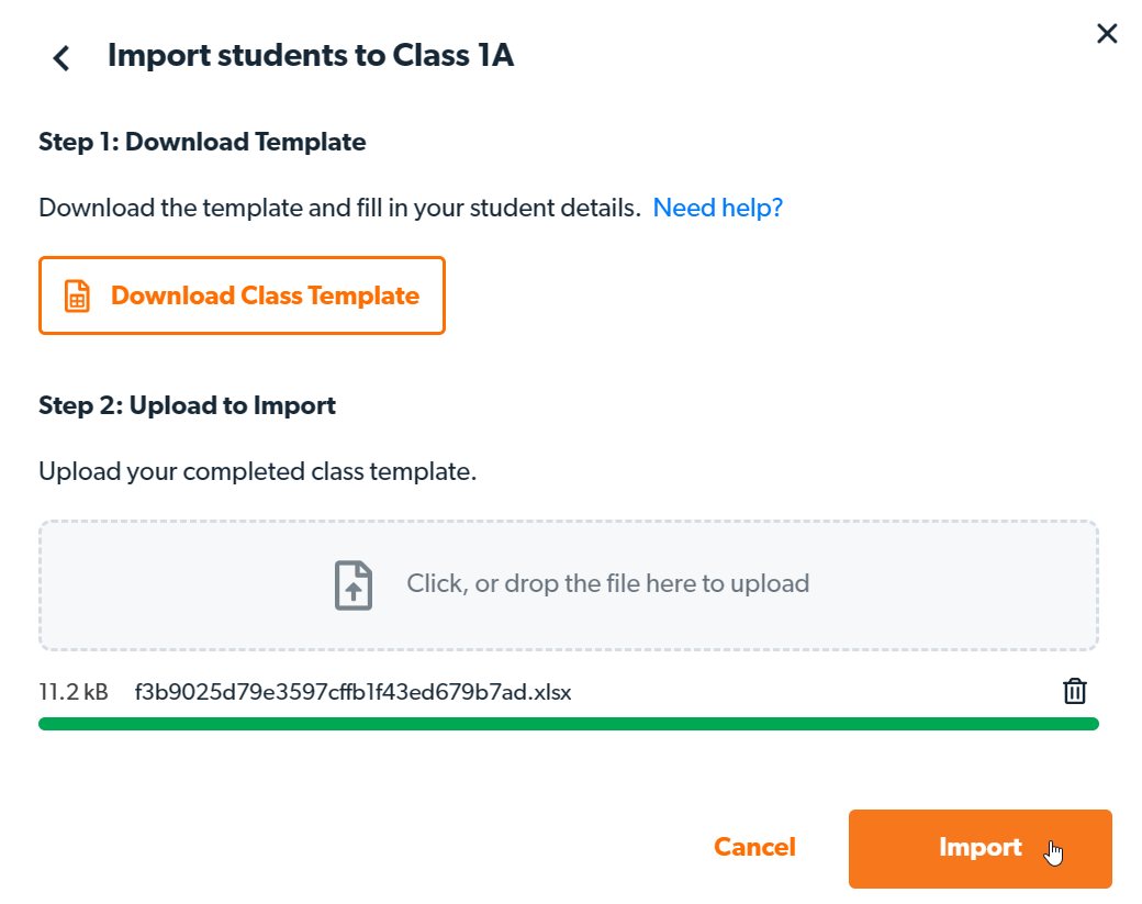 'İçe Aktar' düğmesine tıklayın