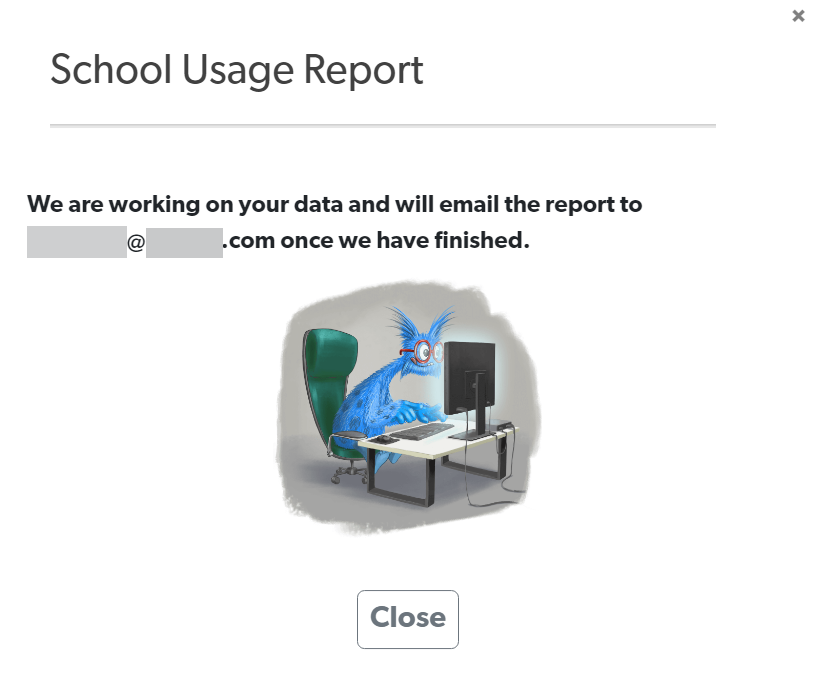 E-mail do relatório de uso da escola