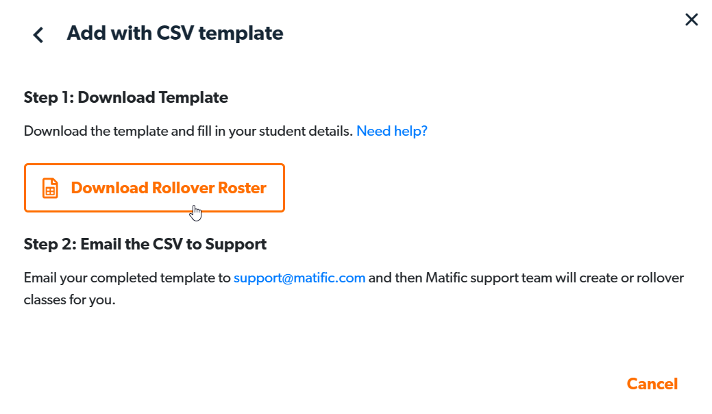 Click 'Download Rollover Roster.'