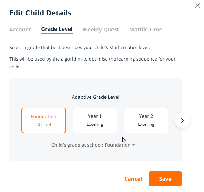 Change the Grade Level