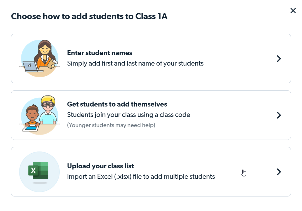Click 'Sınıf listenizi yükleyin'