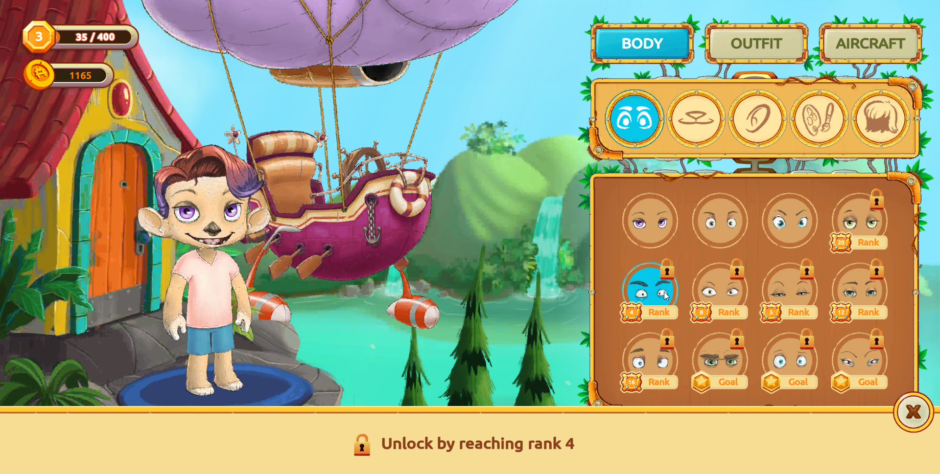 Some items are only unlocked by reaching a specific rank