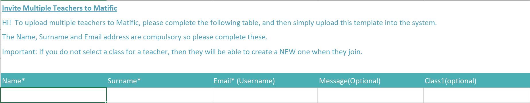 Enter the details in the spreadsheet.