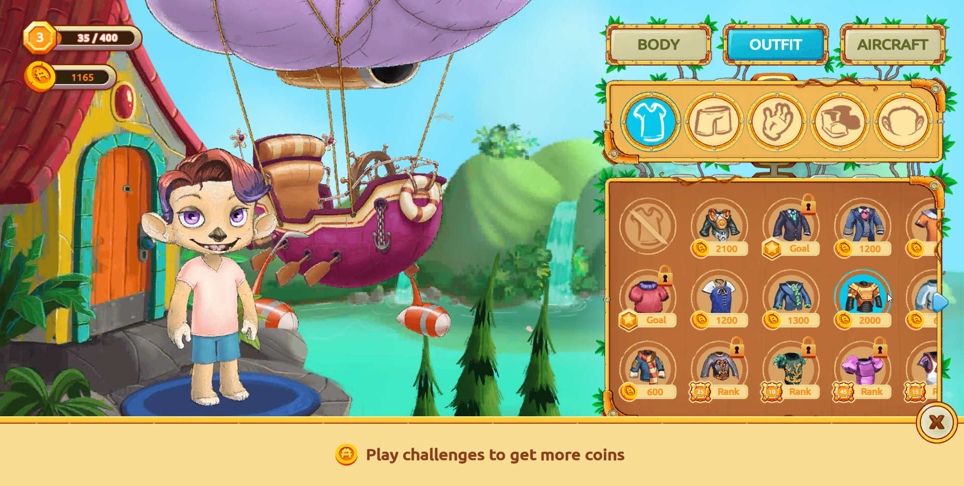 Play challenges to get more coins