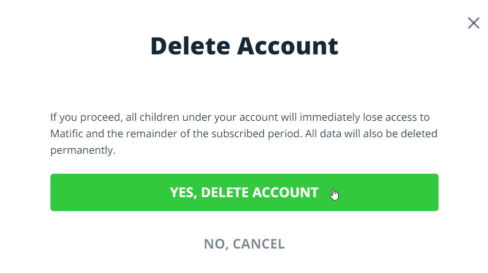 Click 'Yes, Delete Account.'
