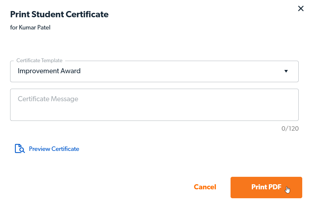 print certificate