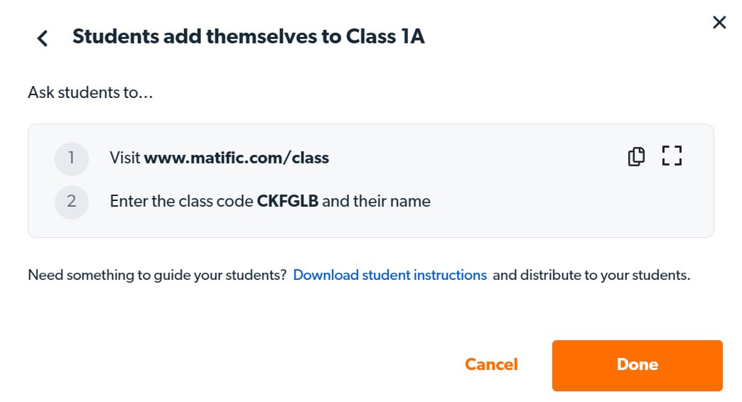 Students can use the class code to join your class.