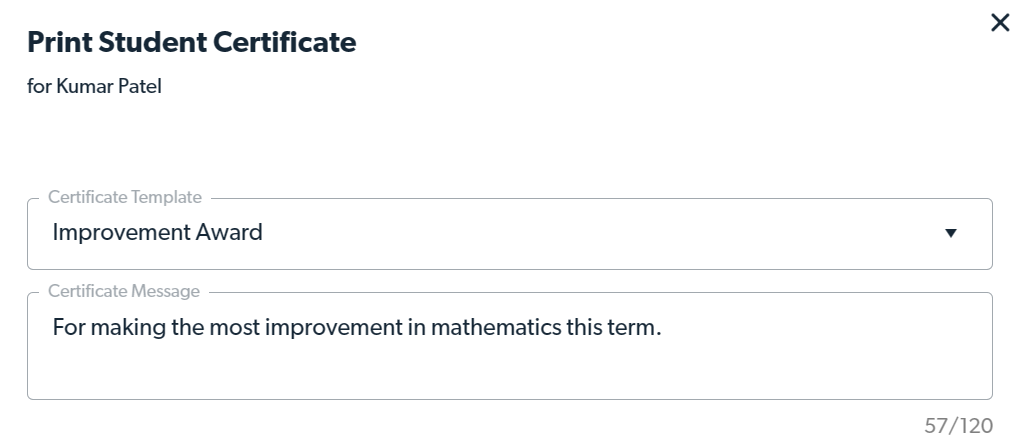 You can customize the certificate message.