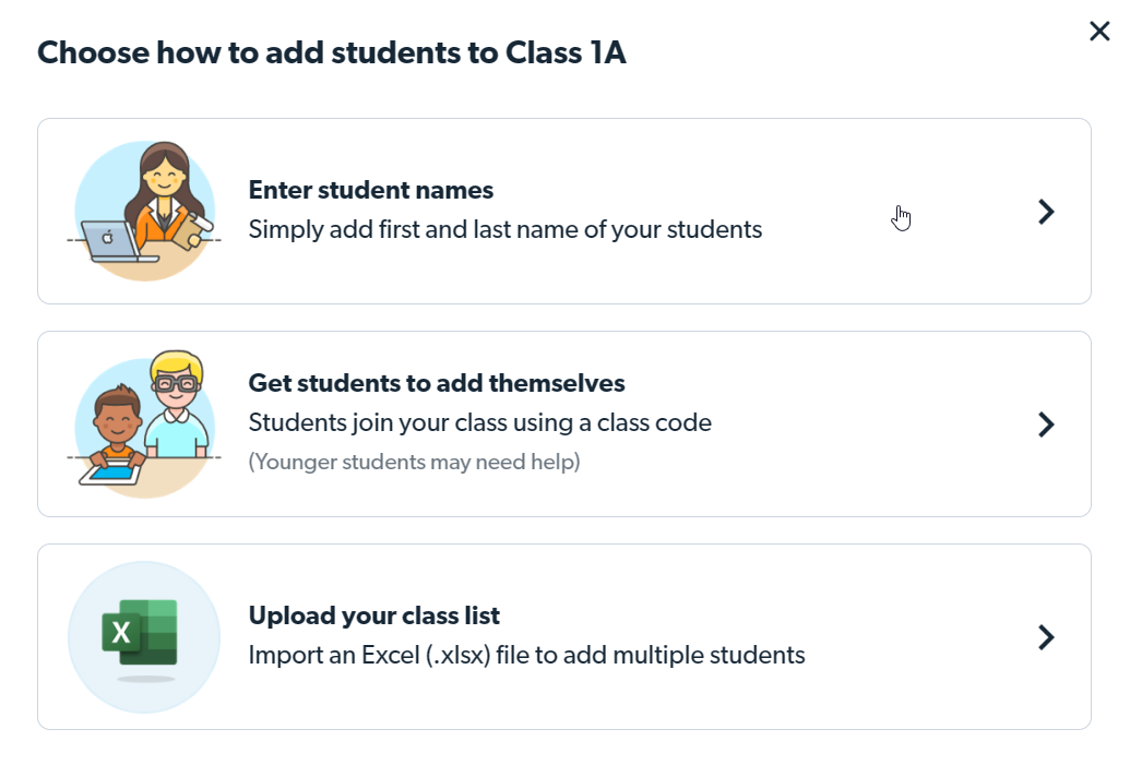Click 'Enter student names.'