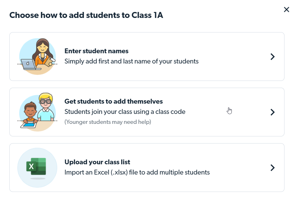 Click 'Get students to add themselves.'
