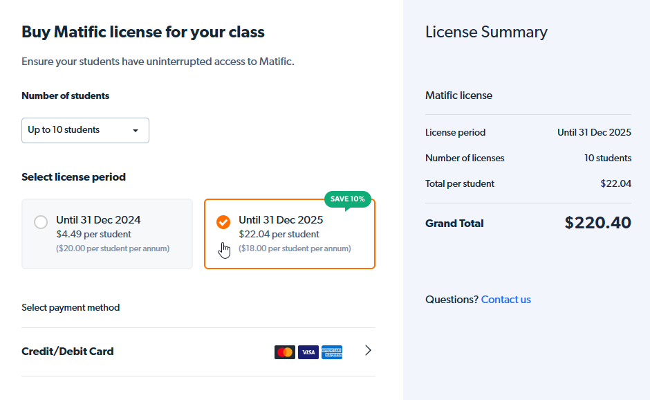 teacher select license period.png