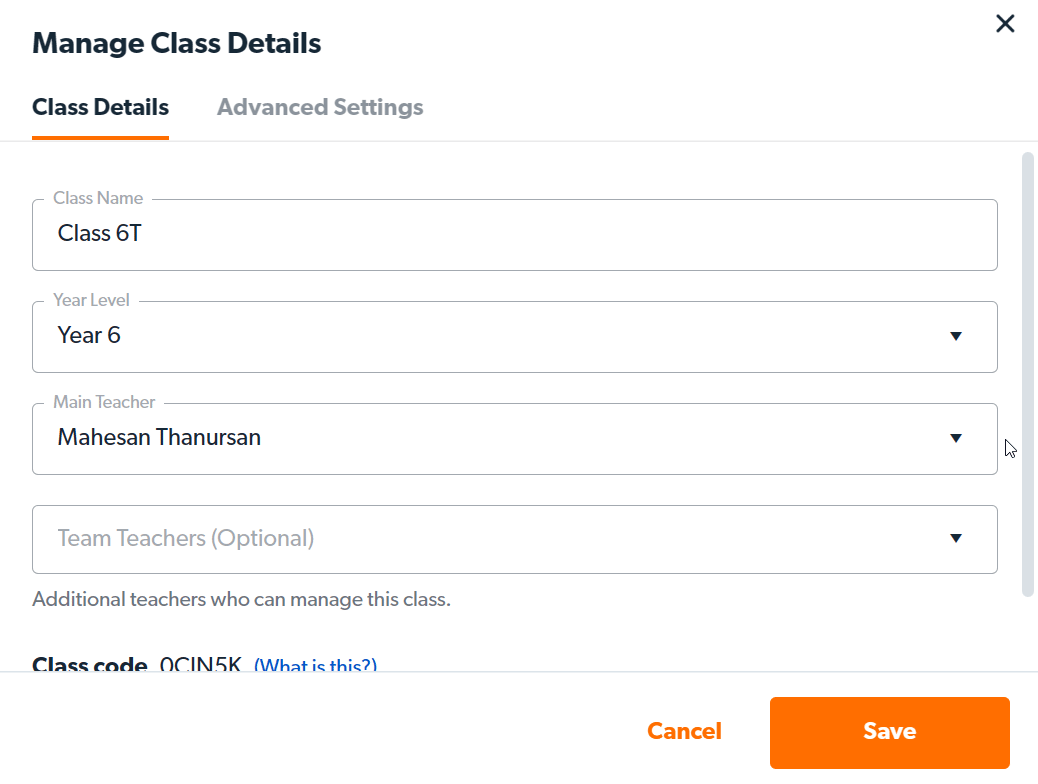change class main teacher