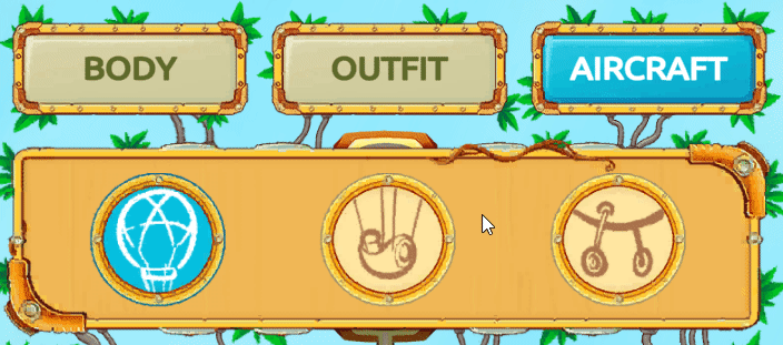 Karakterin uçağını özelleştir: balon, katar ve iniş takımları