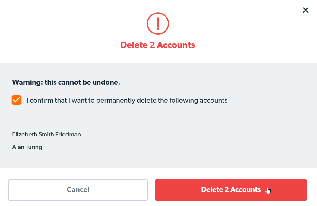 Birden fazla öğrenci hesabını silme işlemini onayla