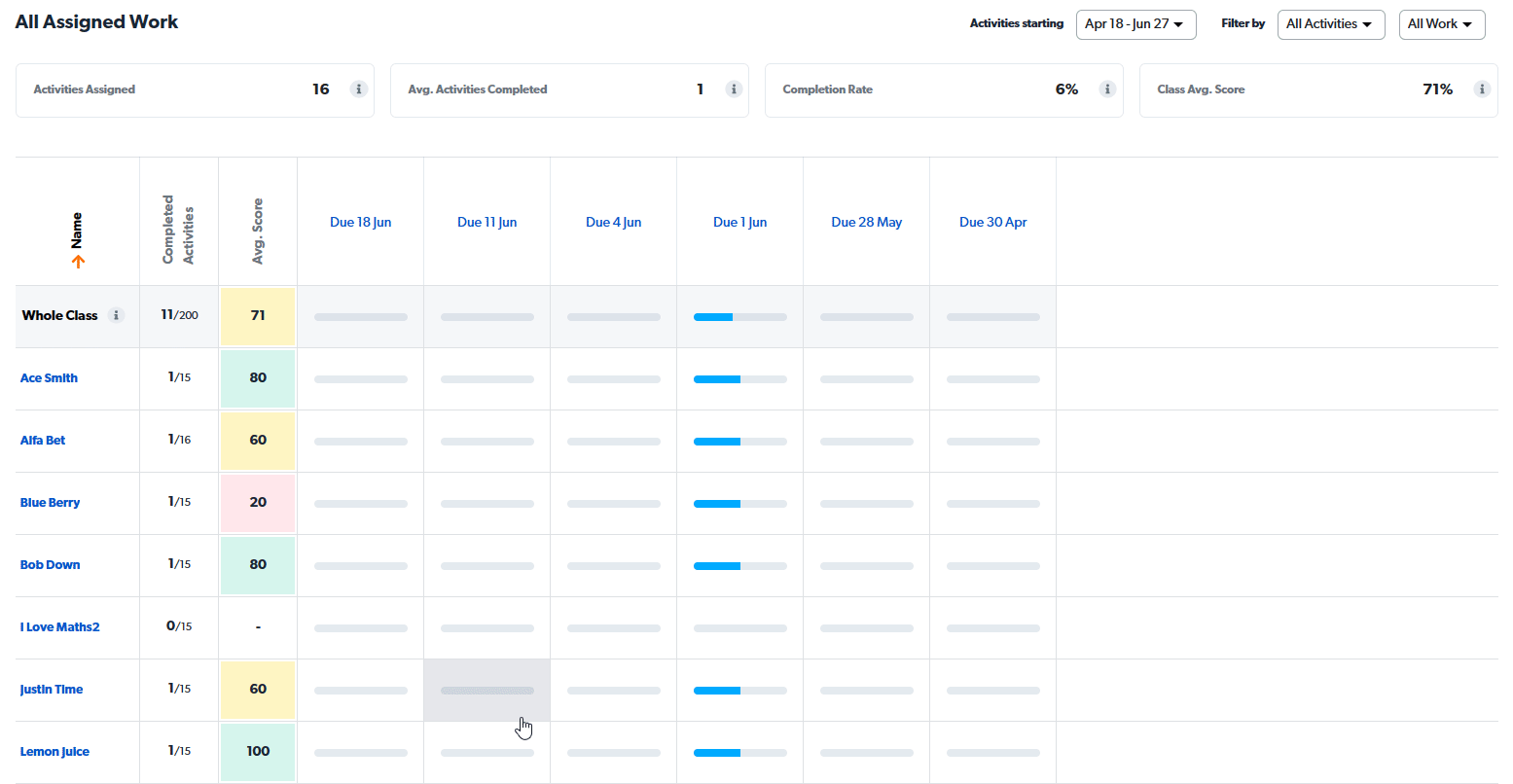 Select a student to view detailed information