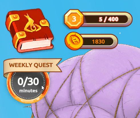 Visualize as conquistas em que você progrediu recentemente clicando novamente no ícone de Missão Semanal