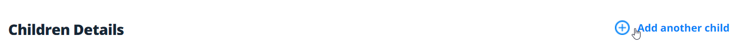 Çocuk Detayları altında 'Başka bir çocuk ekle'ye tıklayın