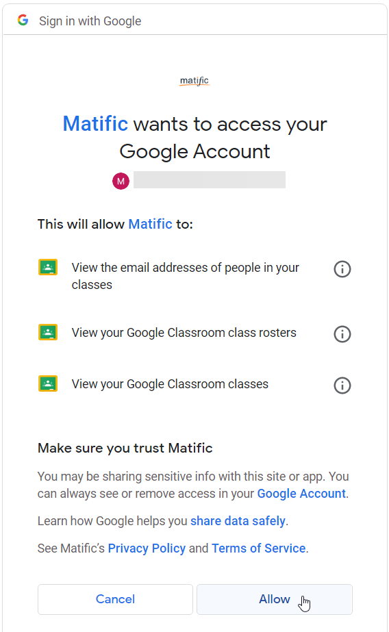 Google hesabına erişime izin ver