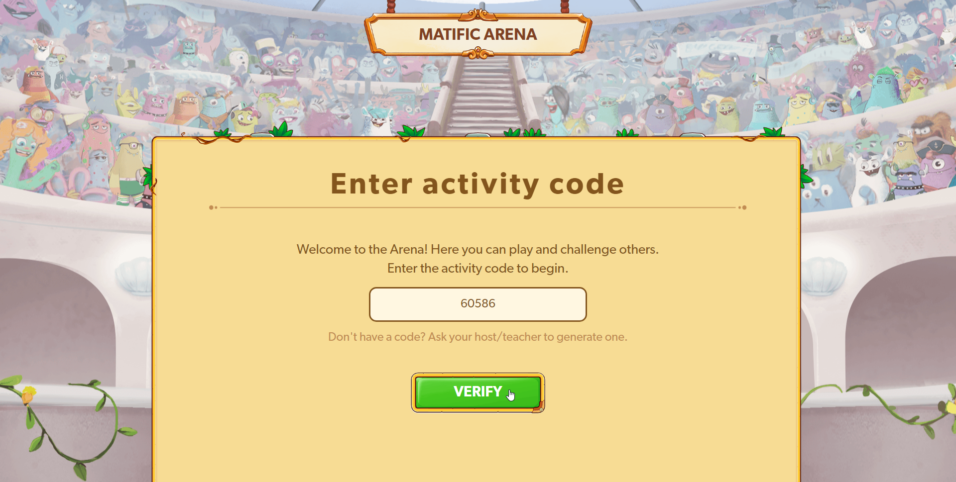Enter activity code guests