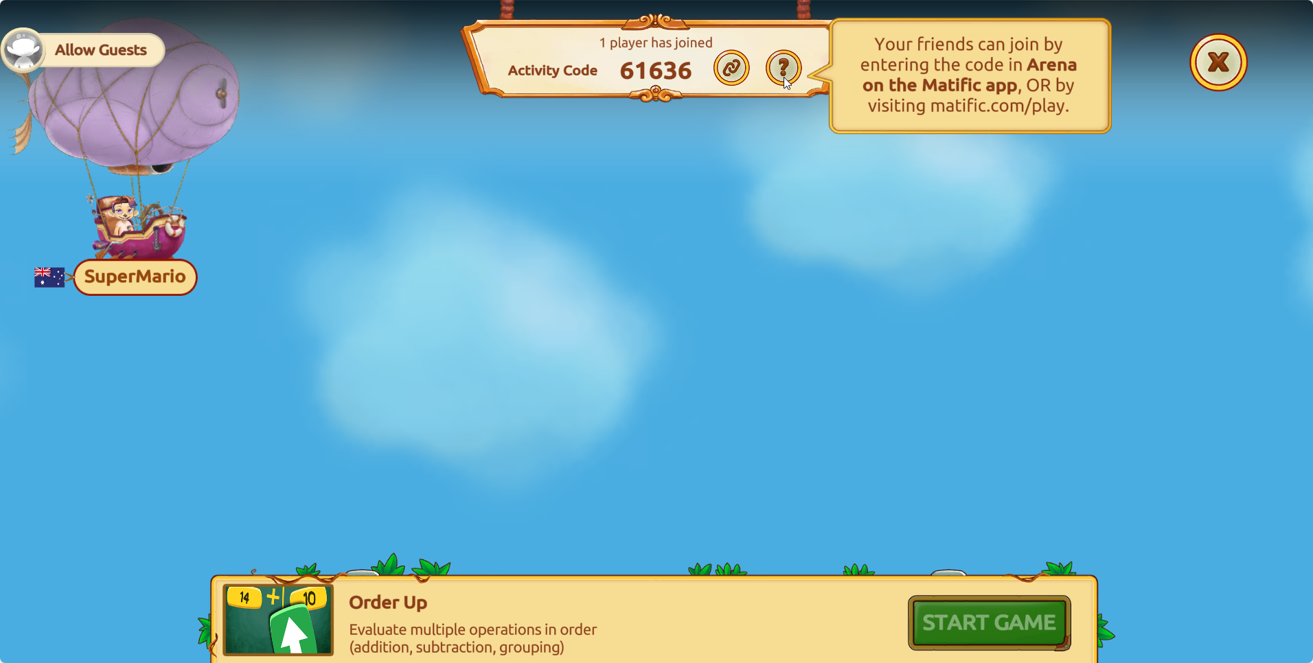 arena student start a game how can others join hint.png