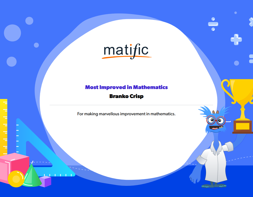 Improvement Award Certificate