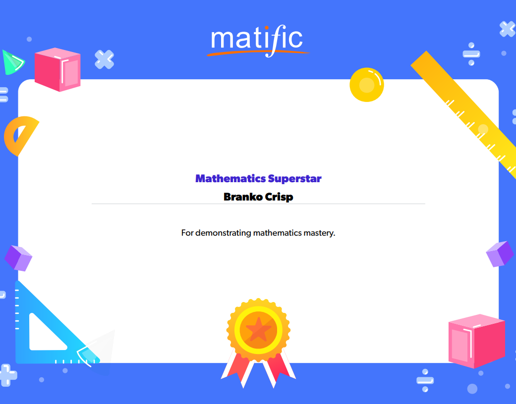 Skill Mastery Award Certificate